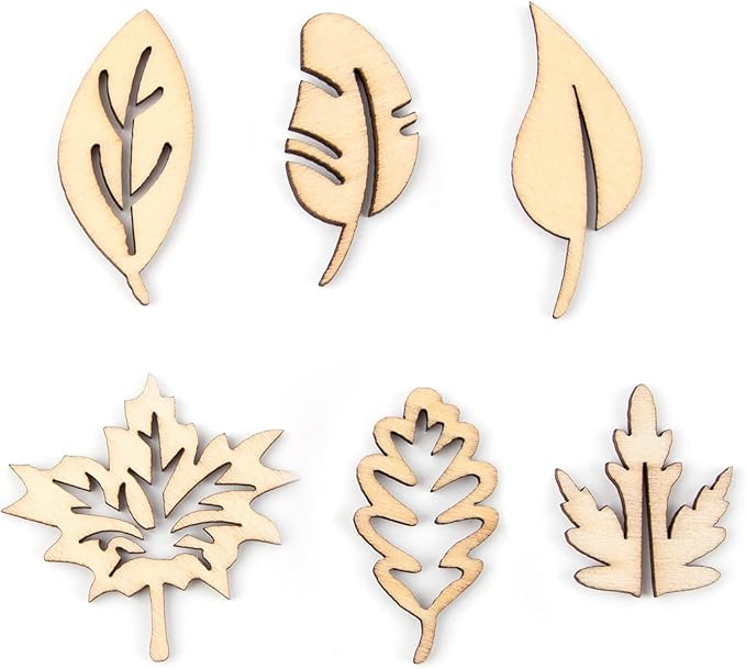 framendino,50 片装木叶镂空树叶形状木片镂空木件工艺品用于 diy